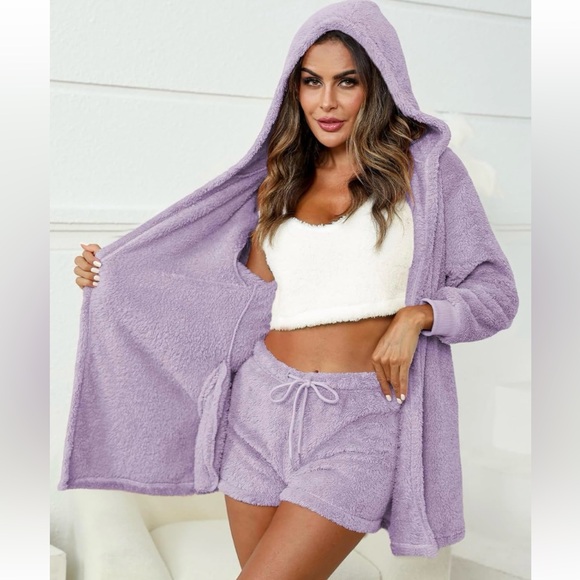 Fuzzy Purple Pajama 3 pc Set Size Small - Picture 2 of 7